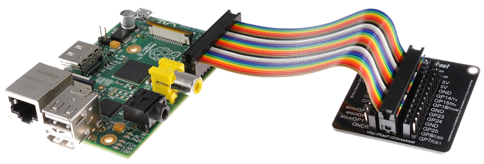 RasPiO® Breakout used "off Pi" with ribbon cable