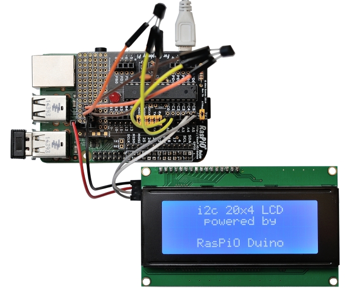 RasPiO LCD20 on RasPiO Duino